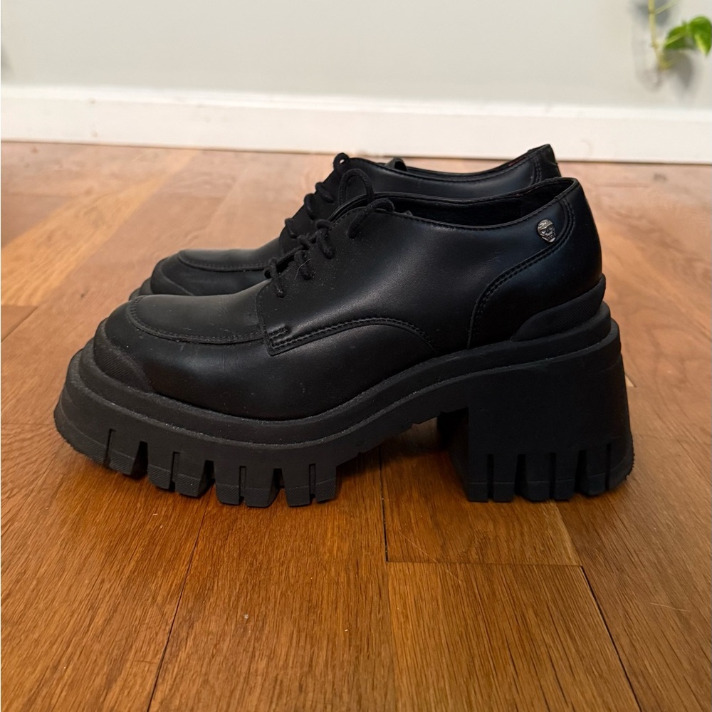 ALTERCORE Vegan Black Platform Lace Up Oxfords - 38 (7.5)